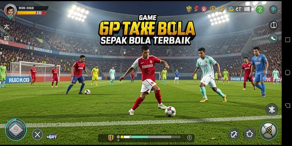 Gameplay 6RT menampilkan aksi sepak bola yang mendebarkan.