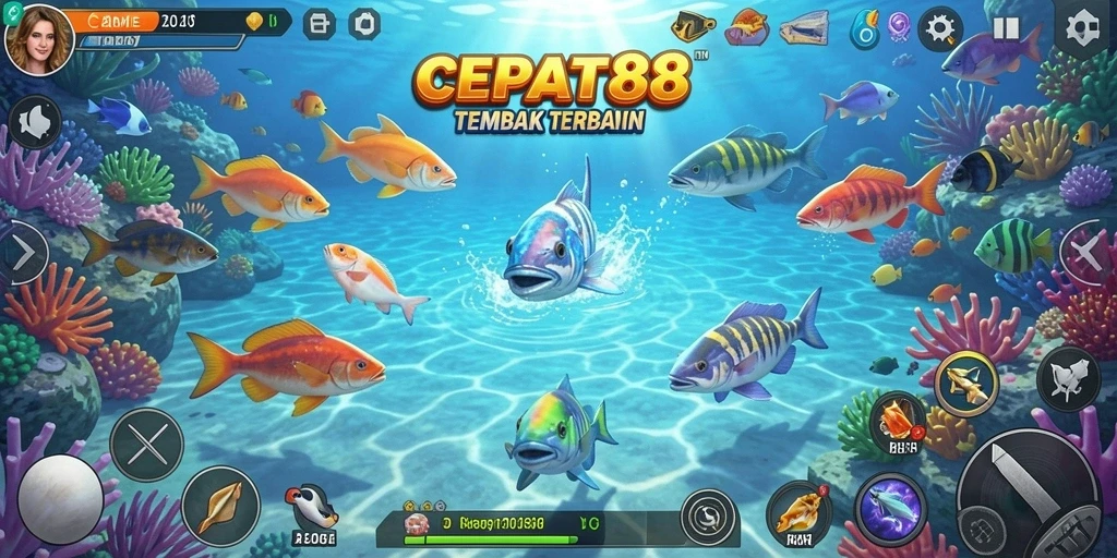Tampilan gameplay seru dalam game Tembak Ikan CEPAT88.