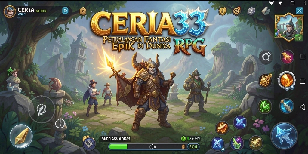 Screenshot gameplay CERIA33 yang menunjukkan aksi pertarungan RPG.
