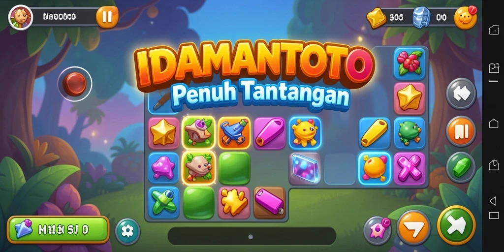 Tangkapan layar gameplay IDAMANTOTO yang menampilkan tantangan Match-3 yang seru.