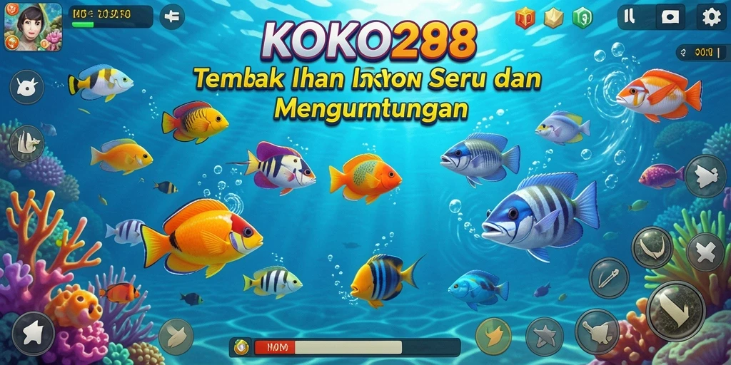 Screenshot gameplay KOKO288 menampilkan aksi seru menembak ikan.