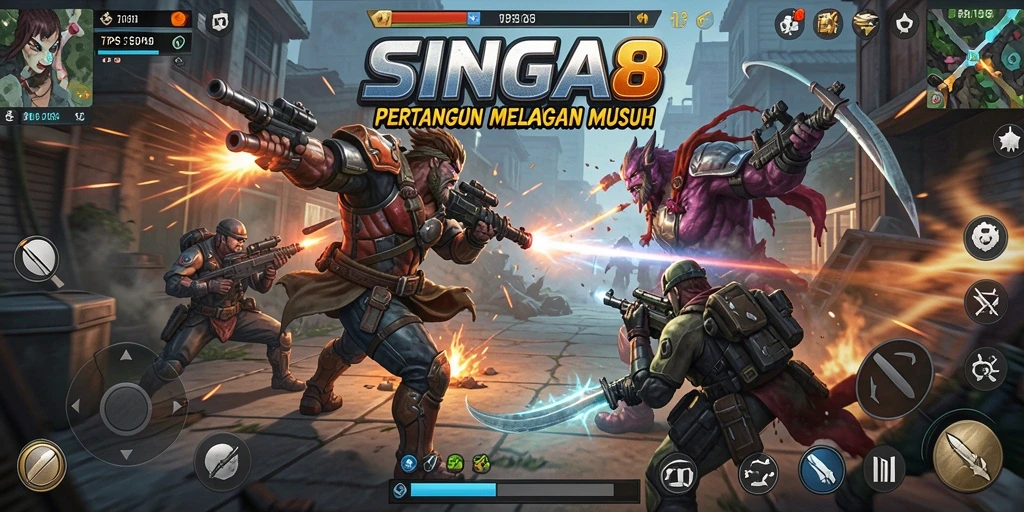 Gameplay SINGA8 yang menegangkan dengan aksi seru.