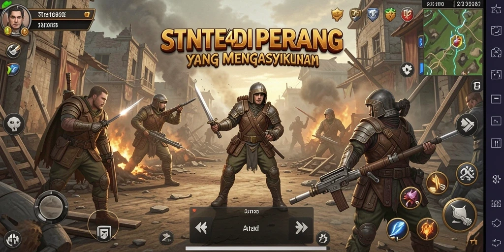 Screenshot gameplay SINTE4D menunjukkan pertempuran strategi intens.